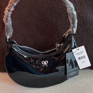 Nine West Black Patent Crescent Shoulder Bag